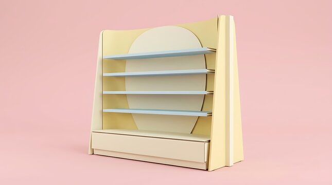 Minimalist Empty Retail Display Shelf Unit with Drawer.