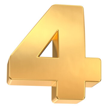 Metallic 3D gold number four