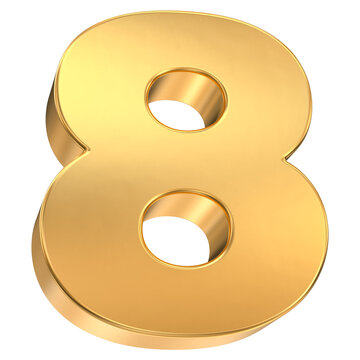 3D gold number eight