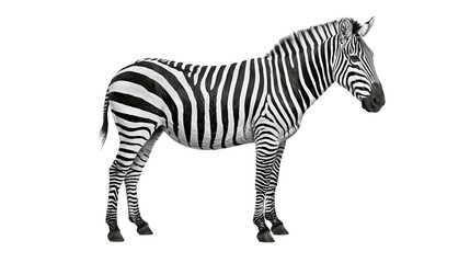 Obraz premium Full body side view of a standing zebra with distinct black and white stripes