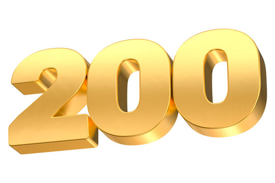 3D gold metal number 200