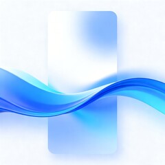 Obraz premium Abstract Blue Flowing Waves With Rectangular Element On White Background