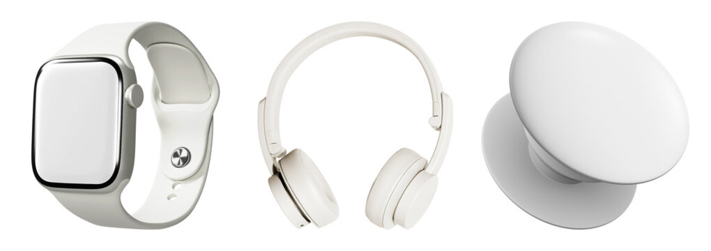 PNG Modern white tech accessories collection on transparent background