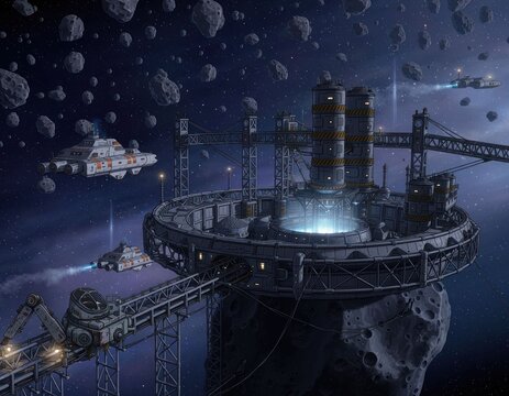 Space mining station