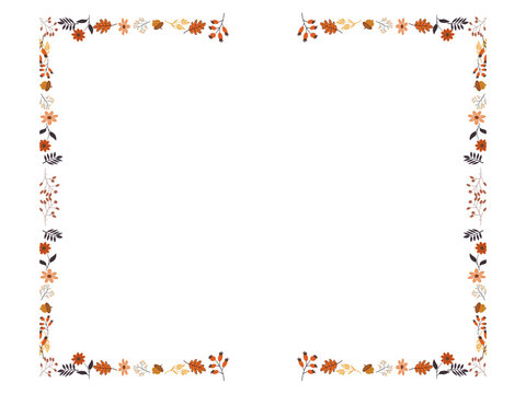 Simple square frame border with tiny golden floral accents