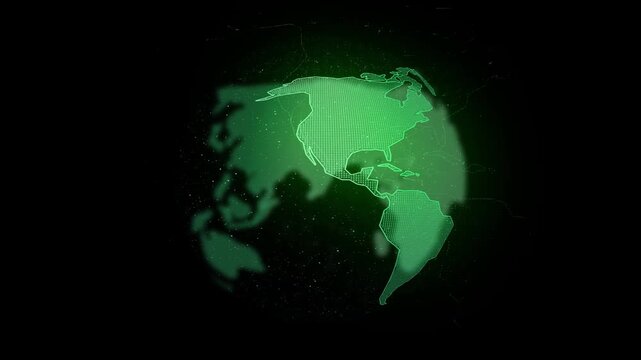3D Digital Dot Matrix Globe Rotating Loopable Cyber Security Global Network Background