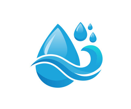 Water drop vector isolated on transparent background with waves and smaller droplets