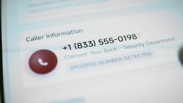 Caller profile flags exact spoofed bank number