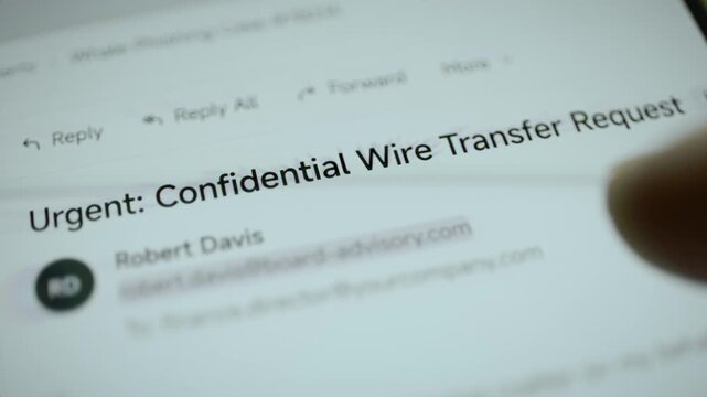 Urgent confidential wire transfer request appears in email