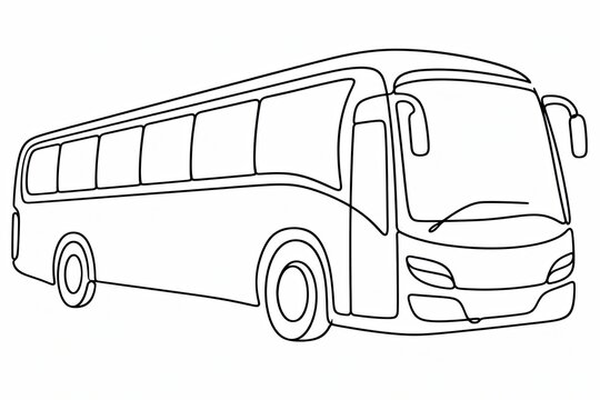 Simple black outline drawing of a passenger bus isolated on a white background