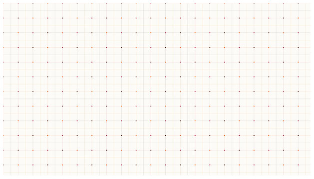 Minimalist grid pattern with orange and brown dots on off white background for designs.