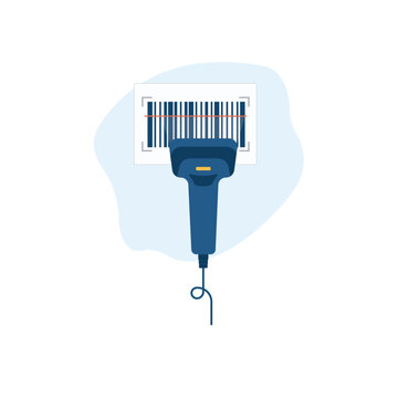 Barcode Scanner Reading a Barcode Vector Illustration. Retail POS, and Product Identification Concept Design