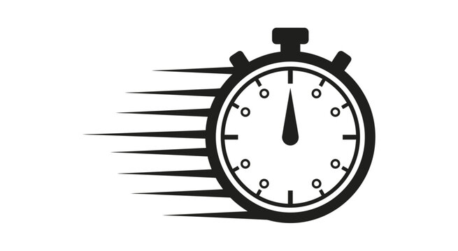 Speed stopwatch icon illustration, fast time measurement symbol, racing timer, quick performance, countdown, precision and productivity concept