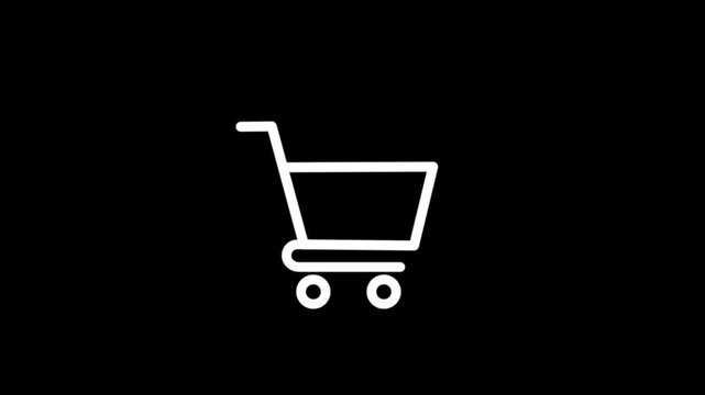 Line art Shopping Cart Icon for Online Store. shopping cart isolated on a black background.