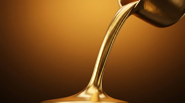 Molten Gold Pouring Low Angle Perspective with Copy Space