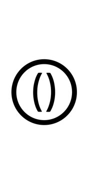 Black circle icon with parentheses symbol for design isolated on a plain background