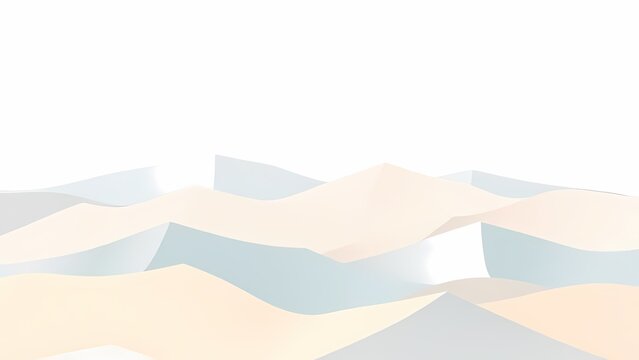 Minimalist abstract desert dunes landscape background with soft pastel peach and cool blue tones in low poly geometric style