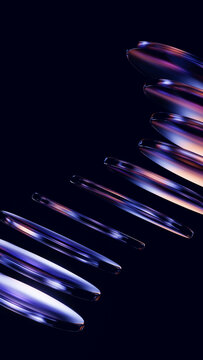 Diagonal stack of glass discs with sleek premium reflections.