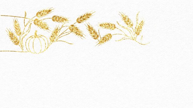 Golden Wheat and Pumpkin Border Animation Thanksgiving Autumn Harvest