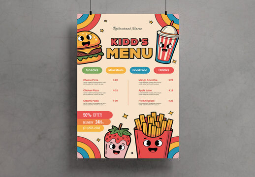 Kids Food Menu Flyer Template