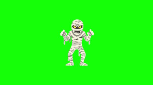 Mummy for green screen and Halloween overlay continuous creepy loop