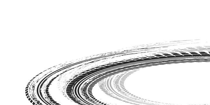 Auto tire tread grunge element. Car and motorcycle tire pattern, wheel tyre tread track. Black tyre print.