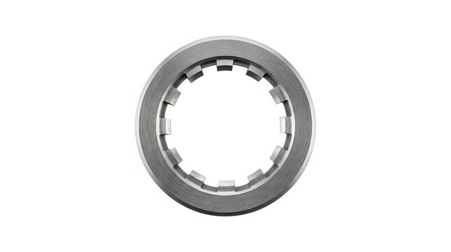 Metallic circular ring with serrated inner edge and grooved outer surface