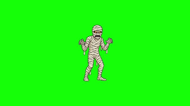 Mummy for green screen and Halloween overlay continuous creepy loop