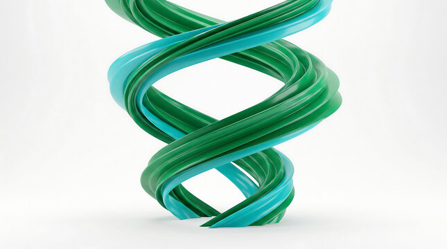 Abstract double helix spiral in teal and green