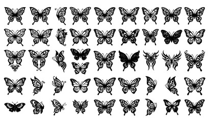 Obraz premium Butterfly Tattoo Silhouette Vector Shapes