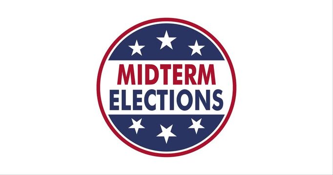 US Midterm Elections campaign badge animated logo with green screen chroma key. Suitable for political voting intro, broadcast video overlay, news element