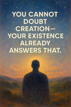 Existence proves the Creator inspirational quote printable art wall decor poster on life&rsquo;s true origin