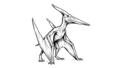 Pteranodon with Wings Spread – Dramatic Realistic Hand Drawn Vector Art © Rasme