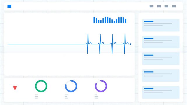 Medical Dashboard UI Animation Showing Flatline Heart Monitor Electrocardiogram