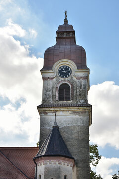 Clock tower of an old Orthodox church in Serbia
