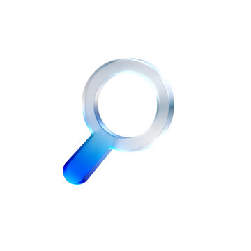 [Transparent Background PNG]3D Blue and Silver Magnifying Glass Icon