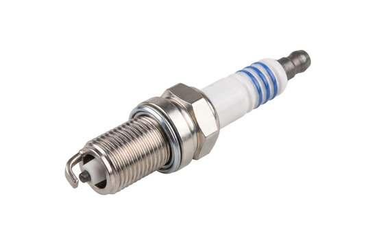 New car spark plug isolated on white background