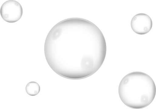 Realistic Water Bubbles Vector Clipart Isolated on Transparent Background