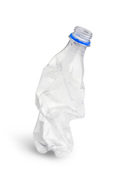 Crushed plastic bottle representing recycling and pollution