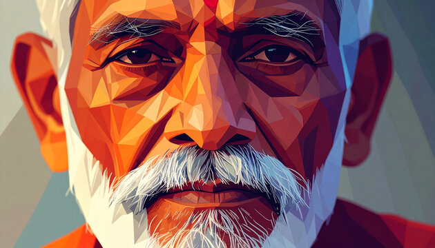 Abstract low poly illustration of an old man's face