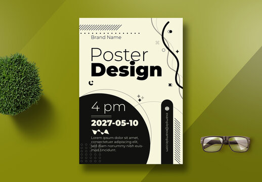 Minimal Poster Design with Botanical and Geometric Elements