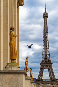 Blick auf den Pariser Eiffelturm von der Place du Trocad&eacute;ro-et-du-11-Novembre
