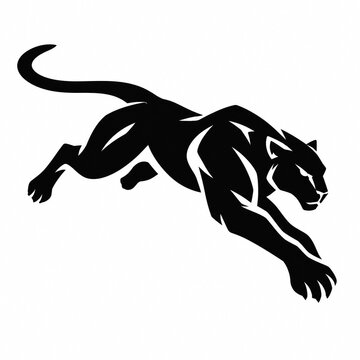 Teal leaping panther vector illustration isolated on white background