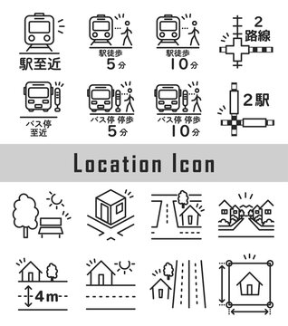 不動産アイコン立地、交通、ロケーション系