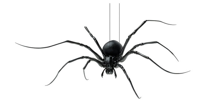 Black widow spider hanging on web for halloween