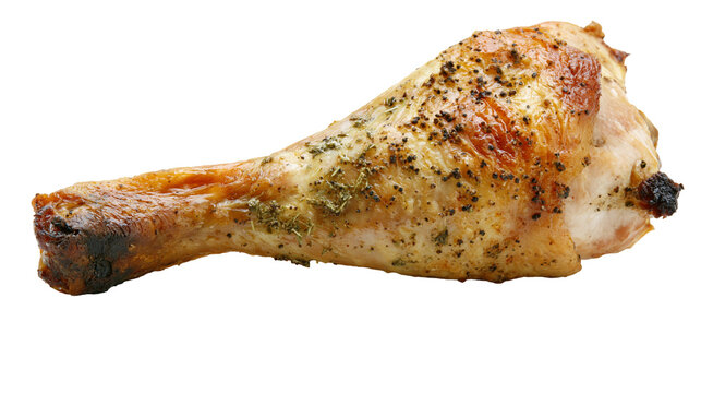 Roasted chicken drumstick seasoned with black pepper and dried herbs