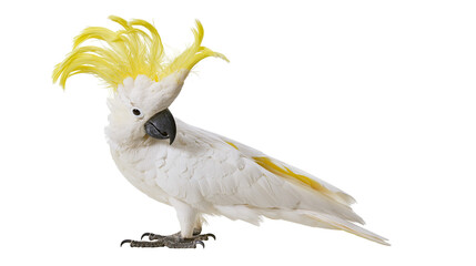 Sulphur-crested cockatoo with bright yellow crest feathers and white plumage © Aisling