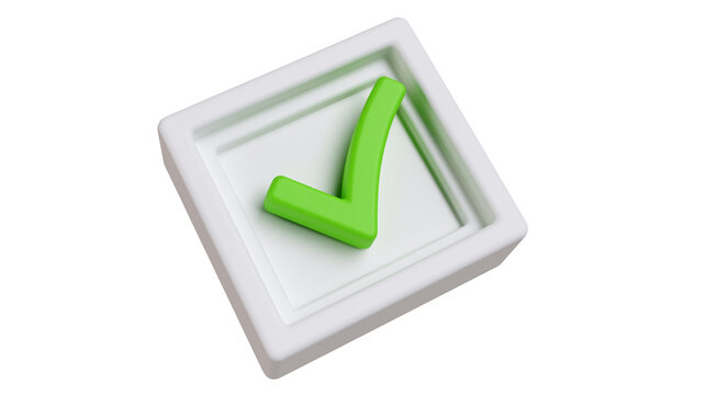 Green check mark inside a white square button with rounded corners