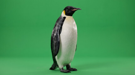 Fototapeta premium Full body side view of an adult Emperor penguin standing with wet feathers