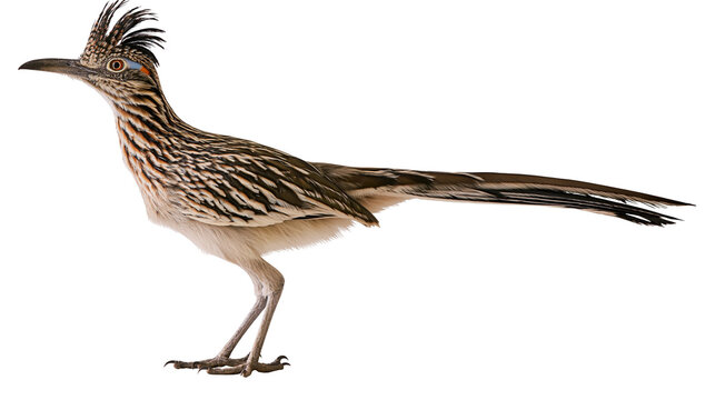 Greater roadrunner bird with brown speckled plumage and distinctive crest